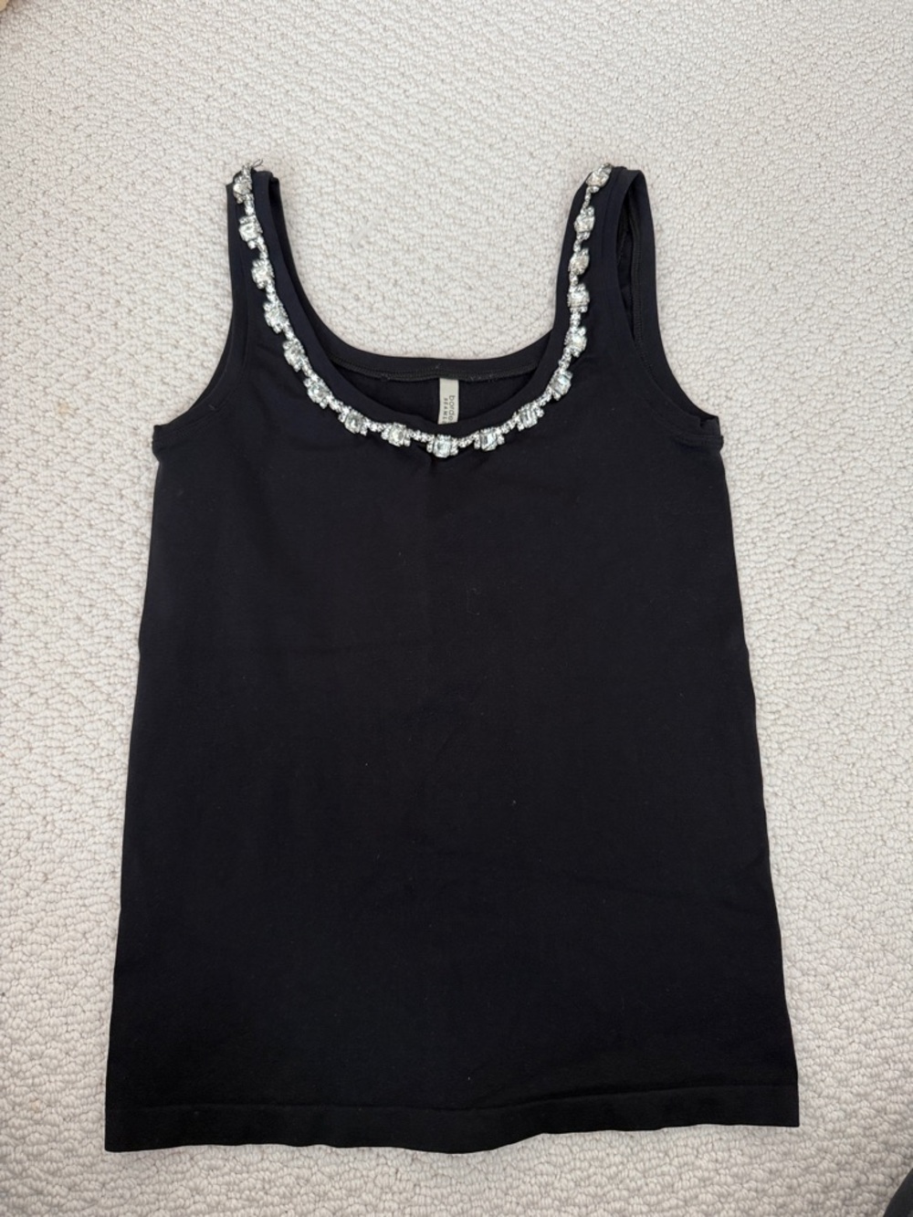 Bordeaux Black Tank with Silver Beaded Scoop